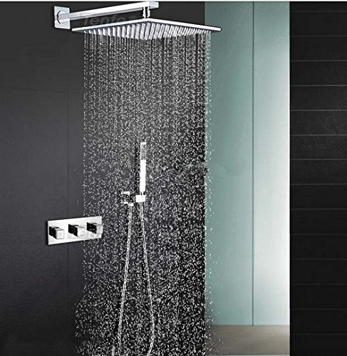Laiton massif pour cette douche carrée 30,5 cm Gowe haut de gamme chromée