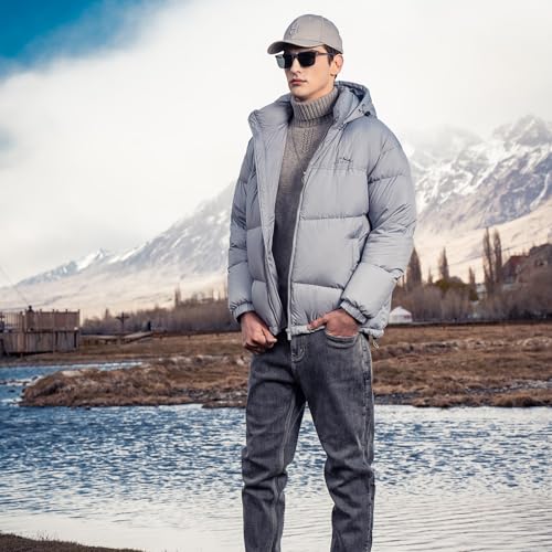 Image of Duck Down Jackets For Men,Mens Puffer Jacket For Cold Protection And Warmth,Hooded Mens Winter Coat,90 White Duck Down