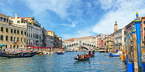 BELECO 6x3m Telón de Fondo de Tela Venecia Italia Góndola Cerca del Famoso Puente de Rialto en Venecia Fotografía Telón de Fondo para Decoraciones de Fiesta Italiana Sesión de Fotos de cumpleaños