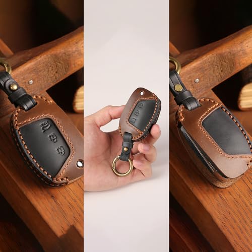 Image of Keyzone dual leather key cover for Hyundai Exter, i20, Creta, Venue, Tucson, Alcazar, Grand I10, Aura, Xcent flip key