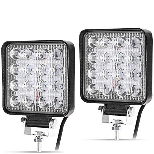 longziming Phare de Travail LED 2 X 48W Etanche IP67 Spot Flood Feux Antibrouillard LED, feux de travail à large faisceau pour camions tout-terrain SUV