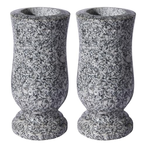 Afvarir Natural Granite Cemetery Vase for Grave Headstone Decoration Timeless Memorial (2)