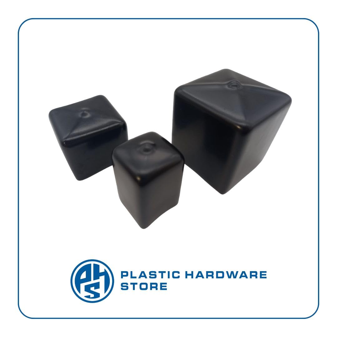 Kwadratowa gumowa nasadka z PCW na rurki kwadratowe, stopka do krzesła, stoły, stoły - 100 - czarna - 8 sztuk - Plastic Hardware Store