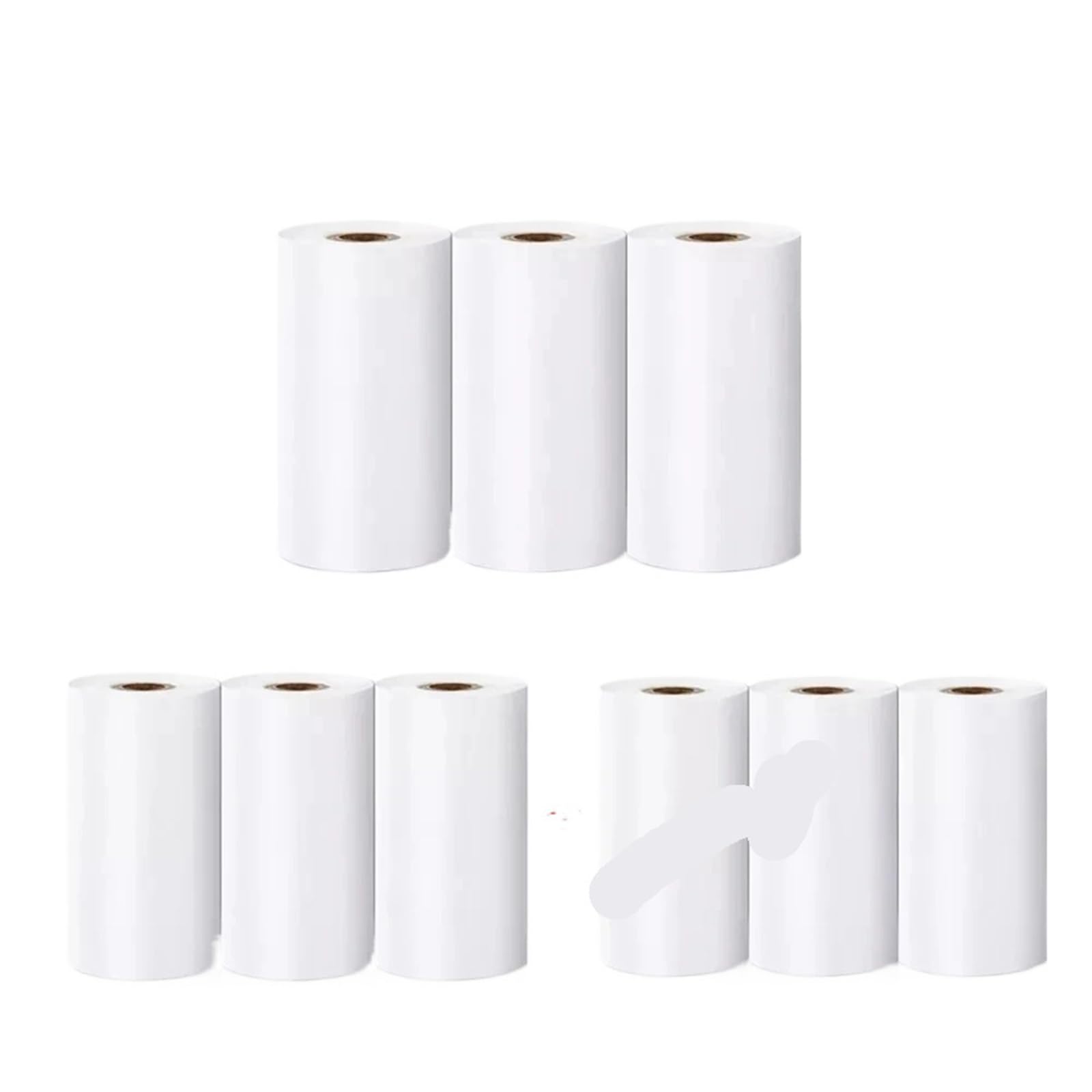 Mini impresora portátil HD de papel térmico, etiqueta adhesiva de papel autoadhesiva Universal de 57mm for impresión de imagen y fotografía de teléfono Papel TéRmico (Color : 9rolls white)