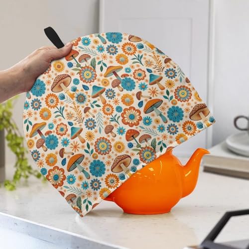 Image of Thanksgiving Large Tea Cozy for Teapot Mushroom Print Thick Tea Pot Cover Home Kitchen Decoration Insulated Teapot Cozy Dust Kitchen Accessories