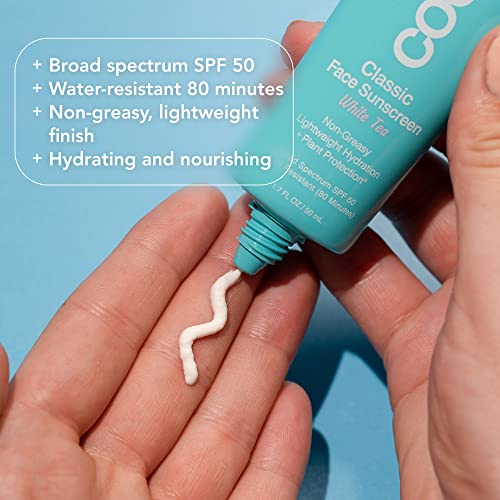 Coola Organic Face Sunscreen Spf 50 Sunblock Lotion, Dermatologist Tested Skin Care For Daily Protection, Vegan And Gluten Free, White Tea, 1.7 Fl Oz #TOP2