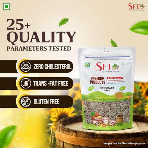 Image of SFT Sunflower Seeds 1 Kg - Raw Seed for Eating | Healthy Snacks | High in Vitamin, Fibre & Protein Seeds | Non - GMO seed | Diet Food | Gluten free | Premium Raw Sunflower seed