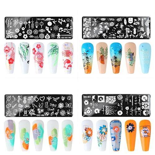 MWOOT 6Pcs Nail Art Stamping Plates Set,Mixed Patterns Nail Stencils Plates Manicure Print Tool,Nail Plates Image Stamp Templates for Women Nail Art Decoration - Image 7