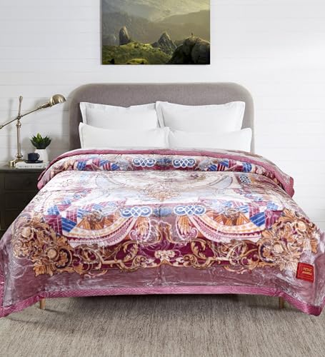 Image of Petals Dreams Blanket Double Bed for Moderate Winter, 800 GSM, 2 Ply, Cloudy Mink Blanket (210x240 cm) (Dusky Purple)