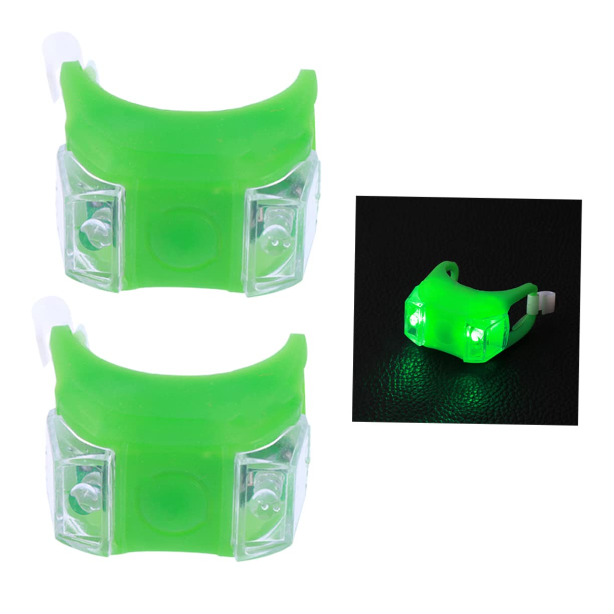 GALPADA 2Pcs LED Bike Tail Light Green Cycling Safety Flashlight with Shock Soft Silicone Shell Easy Mounting for Accessories Cool Alien Design