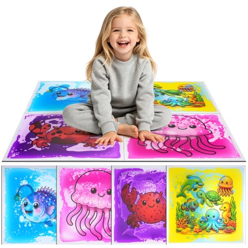 Large Liquid Sensory Floor Tiles, 19.7"x19.7" Matte Sensory mats for Kids by Ymoryiyi - Used condition - US$94.75