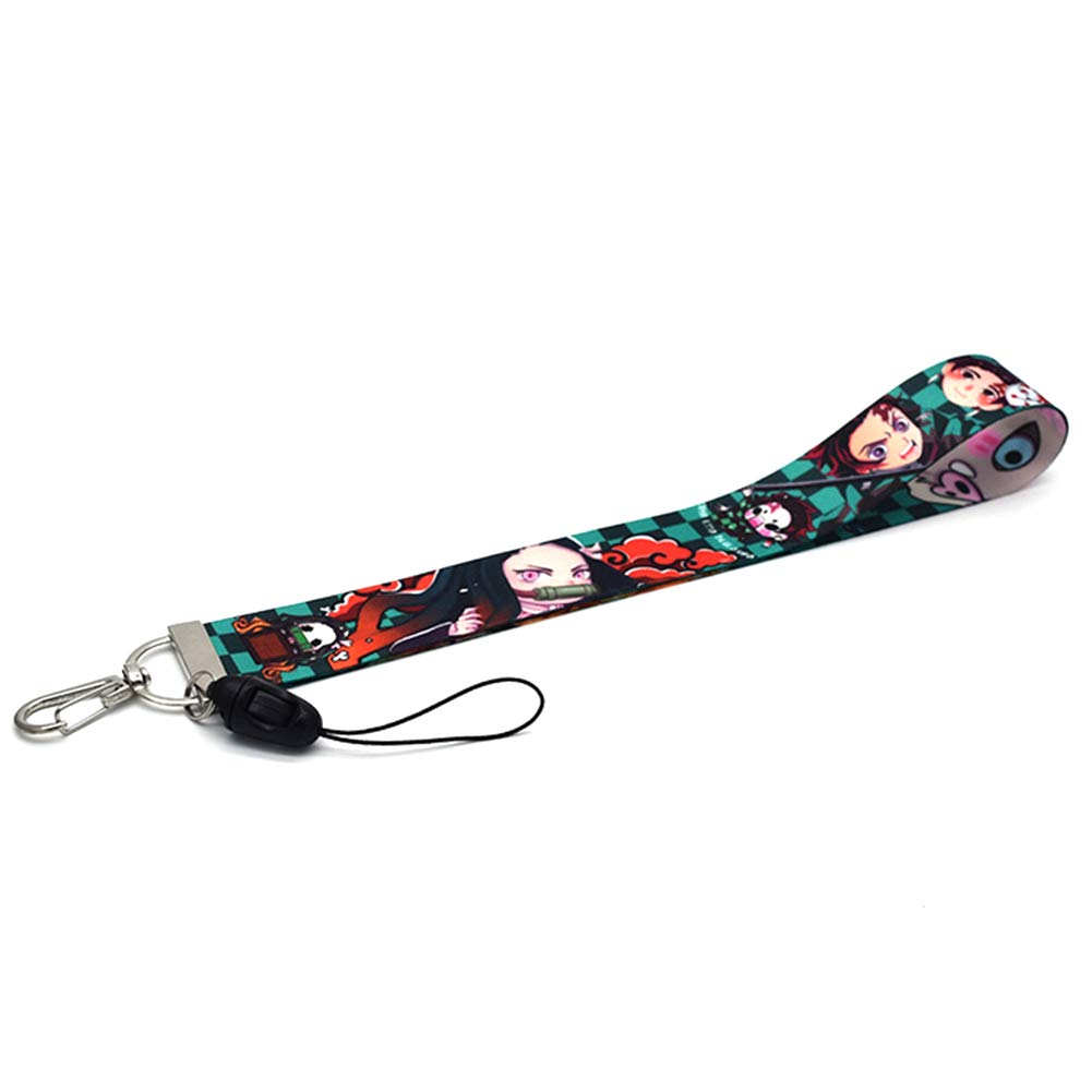 Salemor Demon Slayer: Kimetsu no Yaiba Neck Lanyard Hand Lanyard Cartoon Mobile Phone Rope Camera Long Short Key Lanyard Anime Fans Gift(Hand Lanyard-Whitehead)