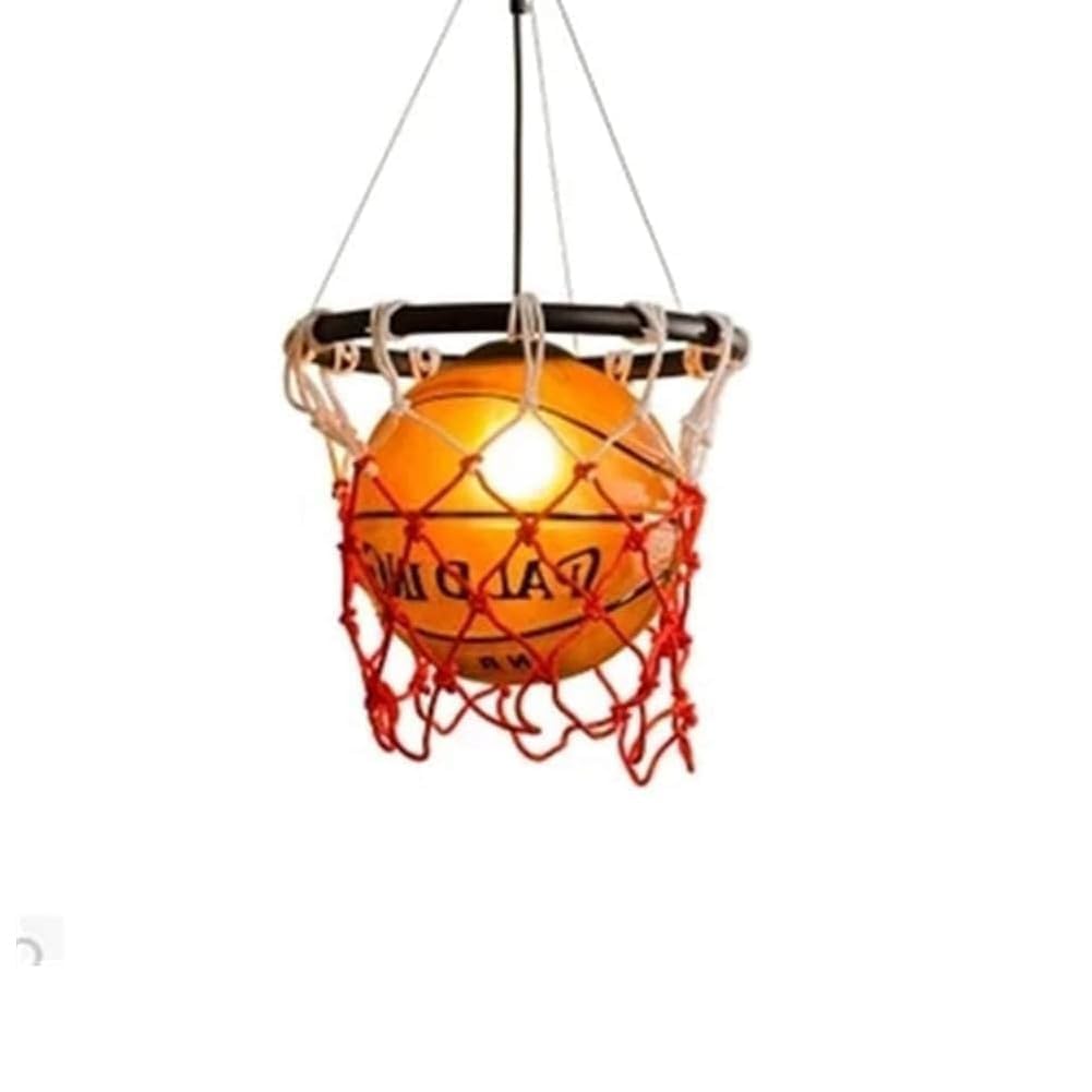 Rétro Créatif Basketball Pendentif Lampe Ronde Boule Sport Thème Art Lampe Suspendue Enfants Chambre Restaurant Bar Café Décoration Lumières E27