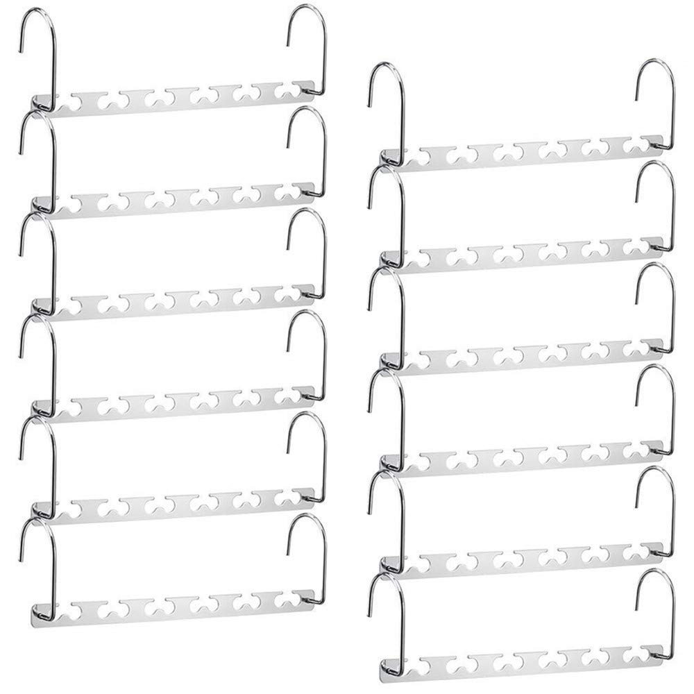 Magic Hangers TerHoo 10.5" Space Saving Hangers Closet Wardrobe Clothing Hanger Oragnizer Heavy Chrome Hangers, Updated Hook Design Pack of 12