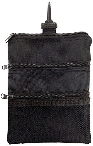 JP LANN GOLF Multi-Pocket Tote Hand Bag and Valuables Pouch, Black, 7.75 x