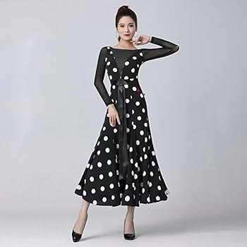 Amazon.co.jp: [hapyours] 上品 社交ダンスドレス 水玉柄 社交