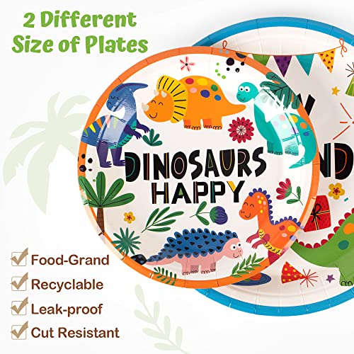 Mocoosy 96Pcs Dinosaur Party Plates And Napkins Set, Dinosaur Birthday Party Supplies Include Paper Dinner Plates Dessert Plates Napkins Forks For Kids Dino Party Disposable Tableware Kit 24 Guests #TOP1