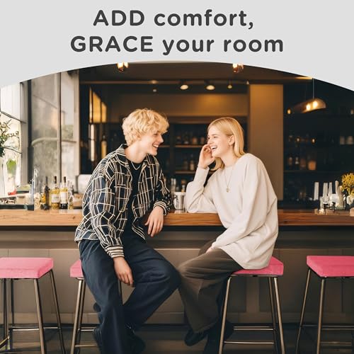 Image of AddGrace Anti-Slip Bar Stool Cushions Square Bar Stool Seat Cushions with Ties Set of 6 Small Square Chair Pads with Machine Washable Cover 12 inchX12 inchX2 inch (Pink)