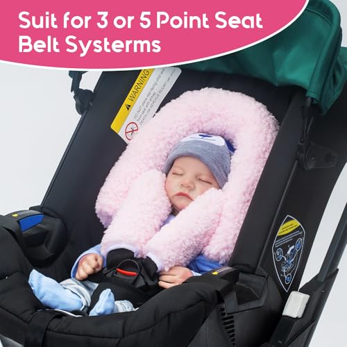 Winter Infant Car Seat Insert, Newborn Car Seat Head Support with 2 Car Seat Strap Pads, Plush Fleece Car Seat Cushion for Baby, Warm Stroller Padding for Swing, Bouncer, Rocker, Carseat
