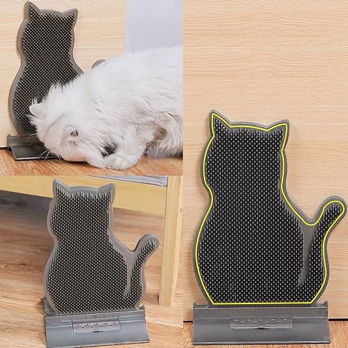 Image of Cat Corner Self Groomer Brush with Catnip - Soft Wall Scratcher and Grooming Brushes - Pet Self Massage Combs for Indoor Cats