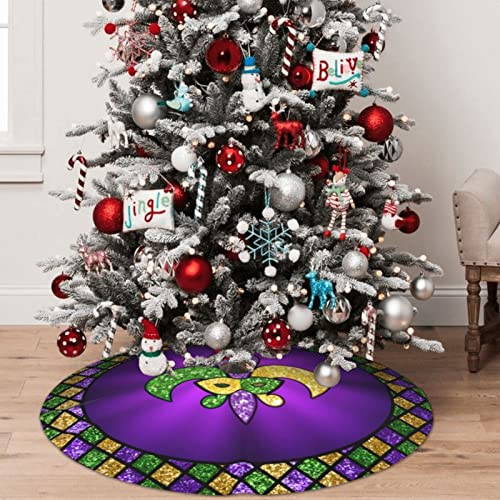 Carnival Tree Skirt Mardi Gras Masquerade Tree Skirts For Carnival Christmas Decorations 36Inches Tree Mat For Christmas Holiday Party Decorations #TOP2