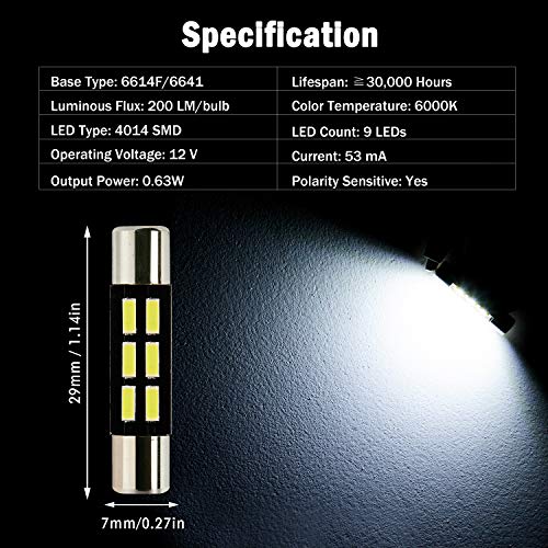 Bombillas LED 29MM 6614F Xenon Blanco Pack de 4 miniatura 2