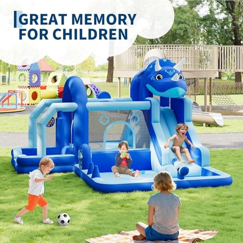 Bouncy Castle Inflatable Bounce House with Slide, Ball Pit and Large Play Area, Blue - Image 5