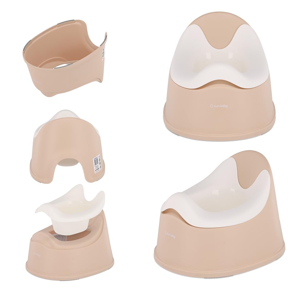sun baby Kinder Töpfchen 18-36 Monate, rutschfeste Füße, ergonomische Rückenlehne, herausnehmbarer Einsatz, aus Kunststoff, bis zu 15 kg (Beige-Weiß)