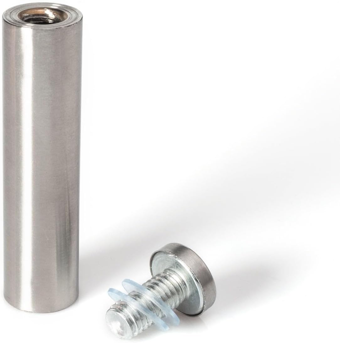 Stainless Steel Standoff 3/4 Inch Diameter x 3 Inch Barrel Length Brushed Finish for PVC, Glass and Acrylic Sign Stand Off Wall Anchors and Screws 20 Piece Store/Restaurant Pack