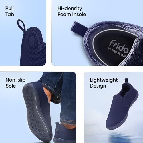 Image of Frido Cloud Comfort Slip-On Shoes for Men | Zero-Drop Barefoot Style with Wide Toe Box | Lightweight Breathable Knit Casual Walking Shoes with Flexible Sole | Natural Foot Movement