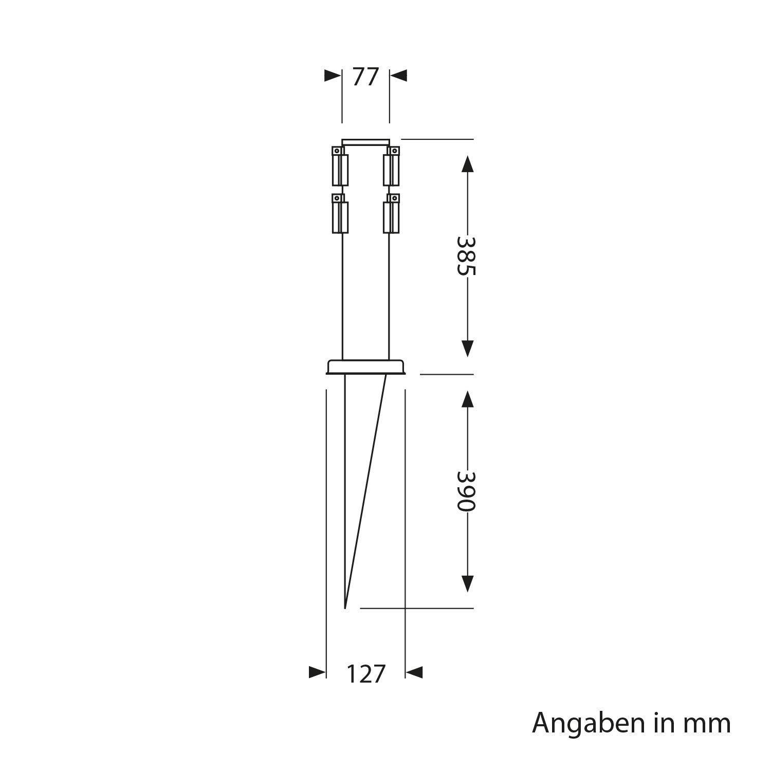 ledscom.de Colonnina con 2 prese da giardino PORU con picchetto da terra e cavo da 5 m per esterni, 4 prese, acciaio inossidabile, nera, rotonda, 38 cm
