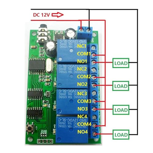 Module Relais 4 Canaux DTMF 12V DC AD22B04 décodeur de signal pour contrôle PLC