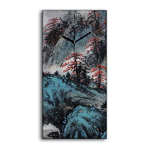 Horloge sur Toile sans Tic-Tac pour Salon et Chambre Image Arbre Brouillard