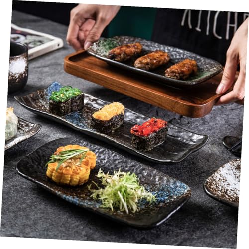 Plato rectangular de cerámica estilo japonés para sushi miniatura 5