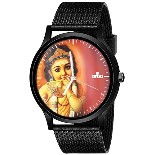 AROA Watch New Watch for Lord Murugan Kid Model : 717 Black Metal Type Analog Black Strap Watch Red Dial for Men Stylish Watch for Boys (B0C7GW8J3L) Amazon Price History, Amazon Price Tracker
