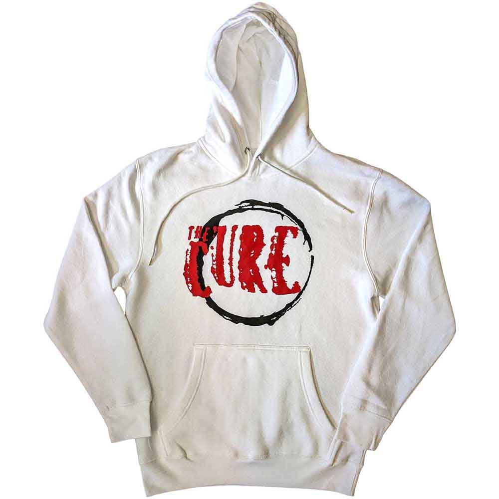 Rock Off officially licensed products The Cure Hoodie Circle Band Logo Official Unisex White Pullover S