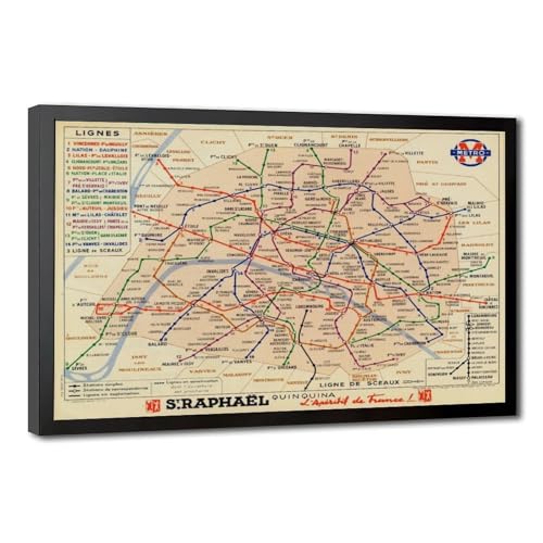 Plan de Paris sur toile déco murale chic pour cabinet et bureau