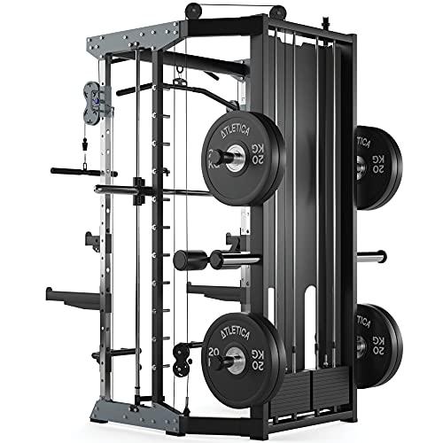 Atletica X10 Multipresse | Smith Machine | 260kg Eigengewicht | 90kg Plate-Loaded Gewichte inkl. | Langhantel und… – Bild 4