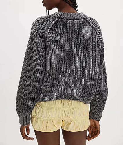 Mxiqqpltky Cable Knit Sweater Women Y2k Aesthetic Long Sleeve Crewneck Cropped Chunky Pullover Jumper Tops Fall Sweaters2