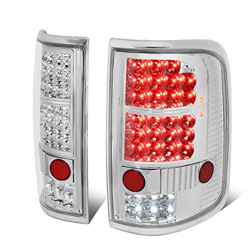 Pair of Chrome Clear Lens Full LED Tail Lights Brake/Reverse Lamps Replacement