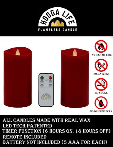 image for HoogaLife Gift Package 2 Pieces Red Flameless Candles (D 3