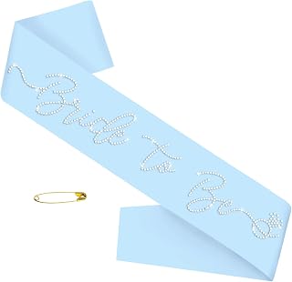 Elegance Bride to Be Sash, Light Blue Satin Bachelorette Party Sash with Glitter Rhinestones for Something Blue Bridal Shower Engagement Wedding Party Supplies Ideas Gifts Jokes Favors