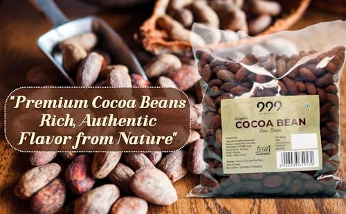 Image of 999 Chocolat Organic Raw Cocoa Beans - Sun-Dried & Fermented | 100% Pure Cacao Seeds from Western Ghats | Hand-Sorted | Unsweetened | No Preservatives | Superfood for Chocolate Making - 500g