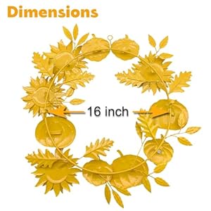 16’’Metal Fall Wreath Wall Decor, Sunflower and Pumpkin Handcrafted Autumn Harvest Door Decoration 16Metal Fall Wreath Wall Decor Sunflower and Pumpkin Handcrafted Autumn Harvest Door Decoration