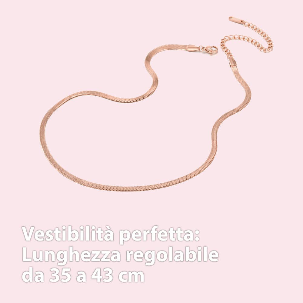 BONNYBIRD Collana Acciaio Chirurgico Donna Multifilo in Argento, Oro e Oro Rosa - 100% Impermeabile e Senza Nichel