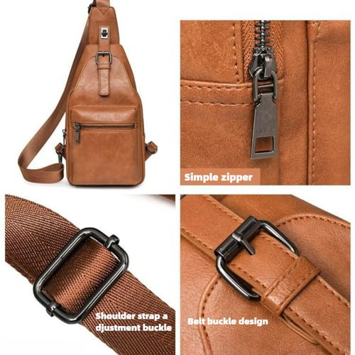 Small Sling Bag for Women Lock-fastened Chest Bag for Travel Multi-compartmental Crossbody Bag Handbag and Purse (Dark brown)4