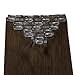 Full Shine Clip Hair Extensions 8 Pcs 18 Inch 100 Gram Seamless Hair Extensions Clip On Hair Straight Clip In Extensions Medium Brown Color 4 Skin Weft Clip In Hair Extensions for White Women