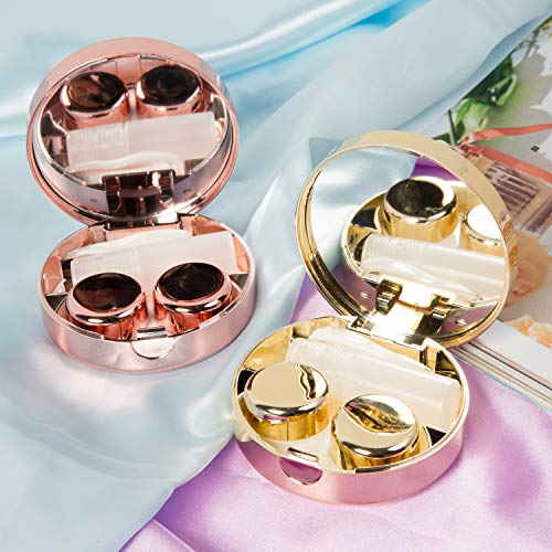 image for Fanciher Contact Lens Pearl Case with Mirror, Portable Mini Travel Con