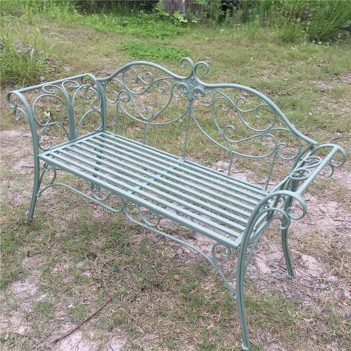 MYUYEE Banco de jardín para Exterior de Hierro Forjado Doble Resistente Ideal para balcón Villa jardín 133 x 46 x 86 cm Color Blanco.,Un color-133X46X86cm