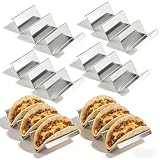 6 Stück Taco Halter Ständer, Edelstahl Taco Ständer mit Griffen, Spülmaschinenfest Tortilla Halter, Breite Hot Dog Halters Wellenform, für Halten Tacos Sandwiches Pfannkuchen Würste Behalter